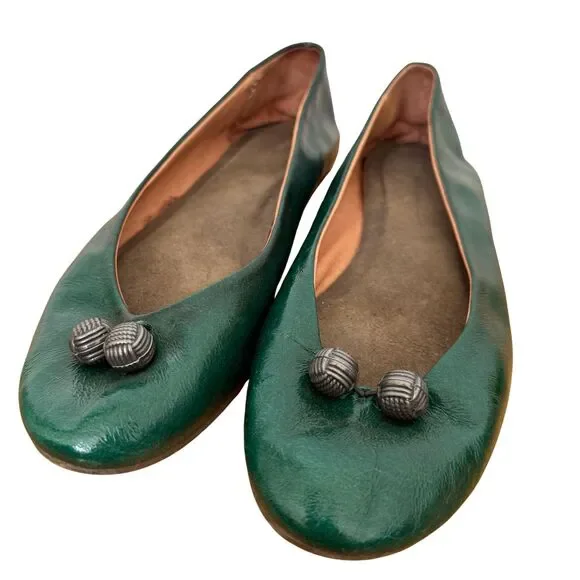Pilcro and the Letterpress Green Leather Ballet Flats | Size 7.5M | - Picture 5 of 5